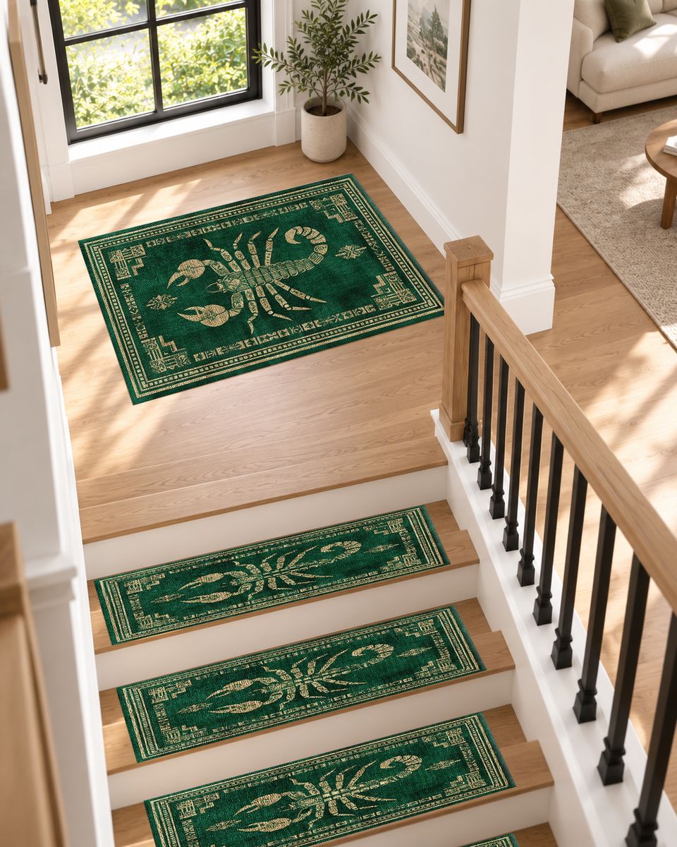 Green Scorpion Vintage Border non-slip stair mat