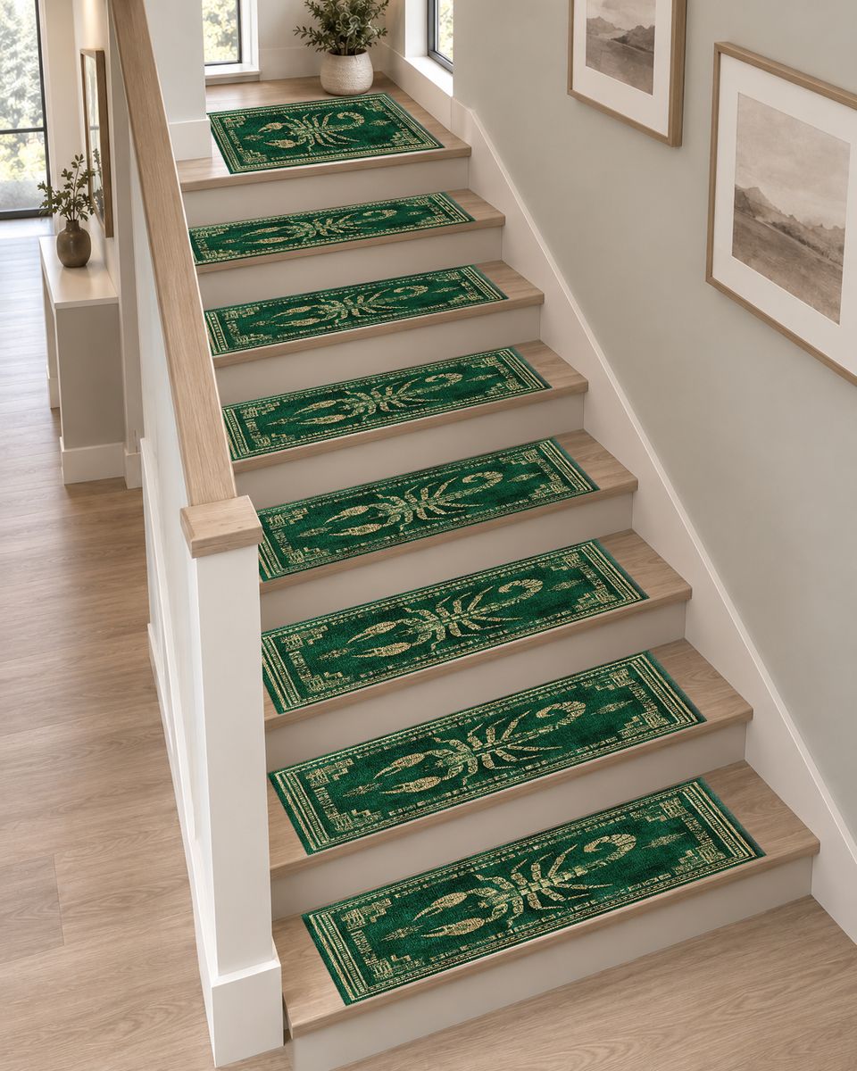 Green Scorpion Vintage Border non-slip stair mat
