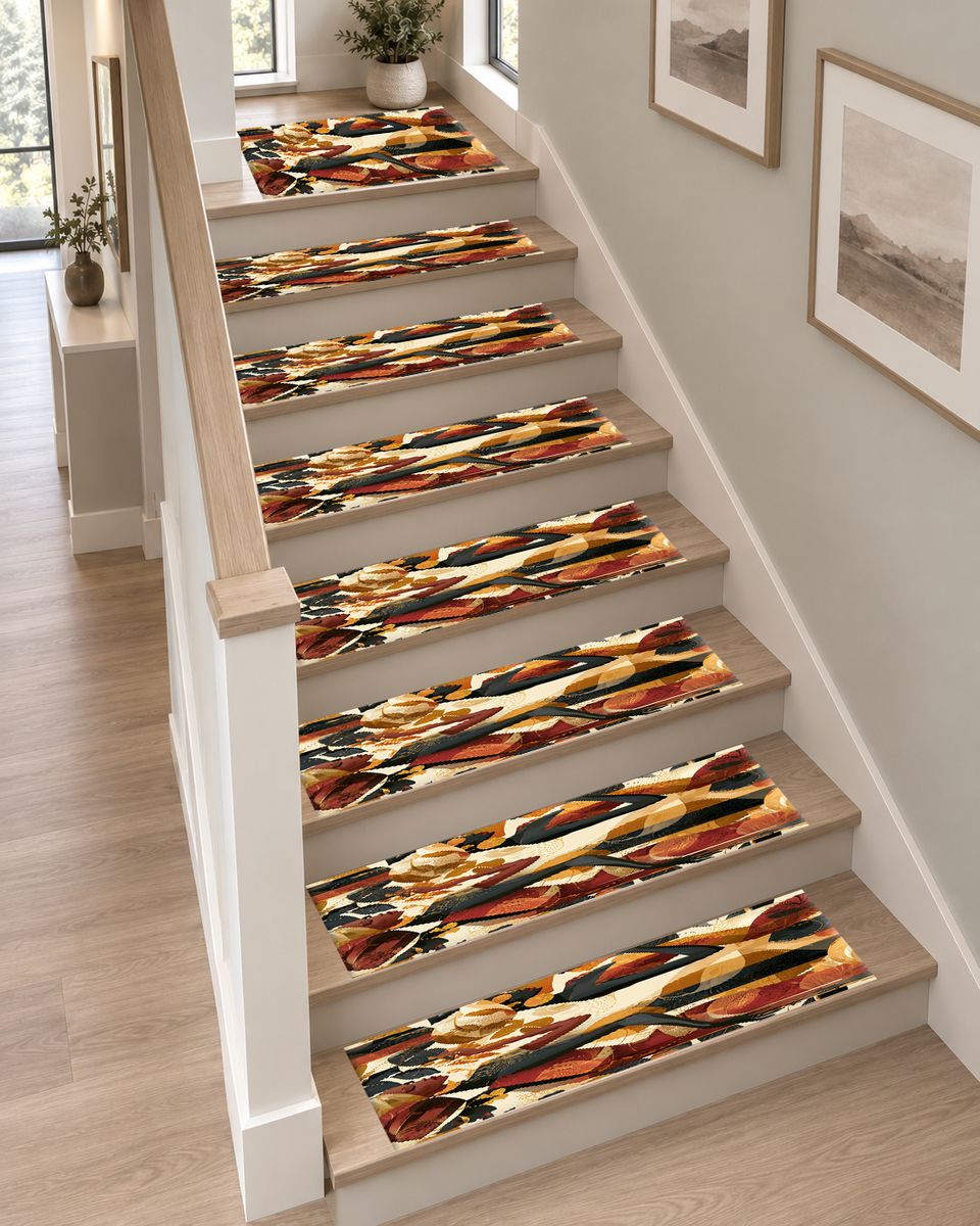 Abstract Dancing Women Earth Tones non-slip stair mat
