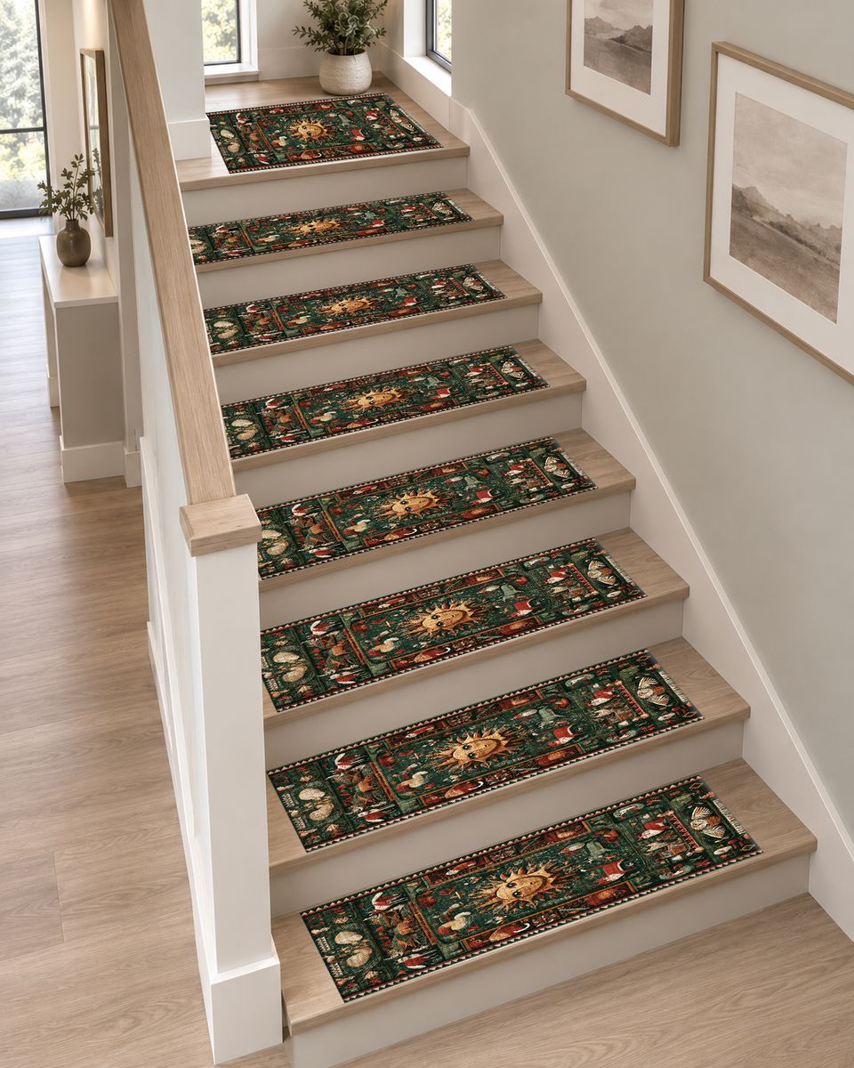 Celestial Sun Folk Art non-slip stair mat