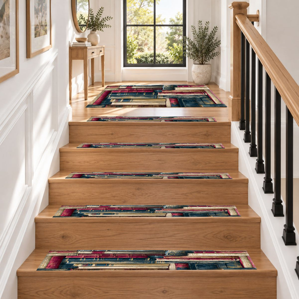 Library Books Pattern non-slip stair mat