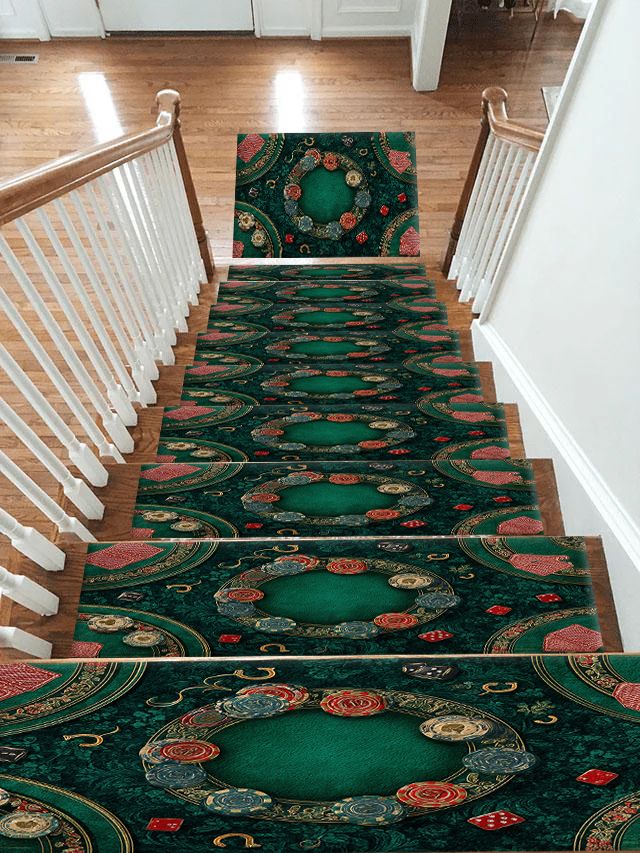 Green Poker Table Casino non-slip stair mat