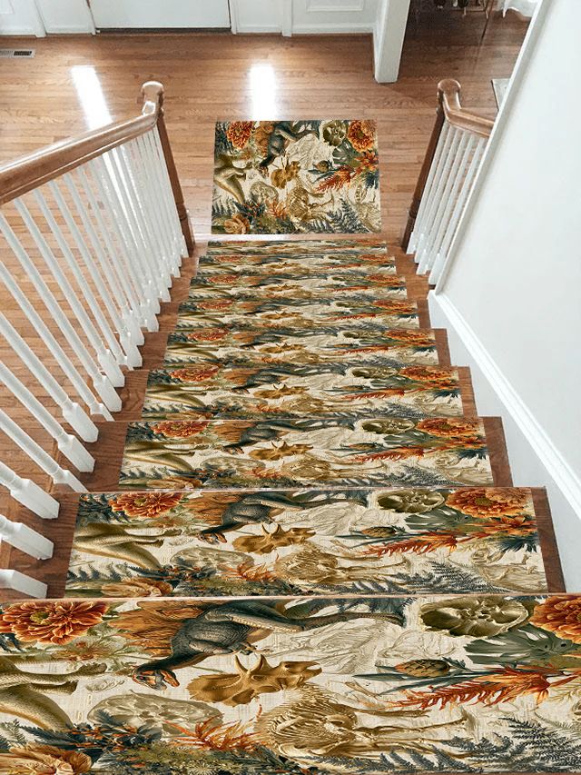 Dinosaur Fossil Botanical non-slip stair mat