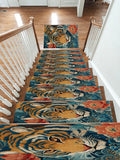Tiger and Peony Japanese Waves non-slip stair mat