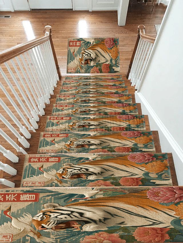 Roaring Tiger Japanese Art non-slip stair mat