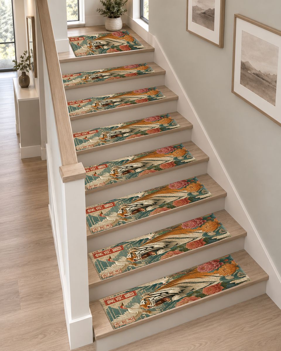 Roaring Tiger Japanese Art non-slip stair mat
