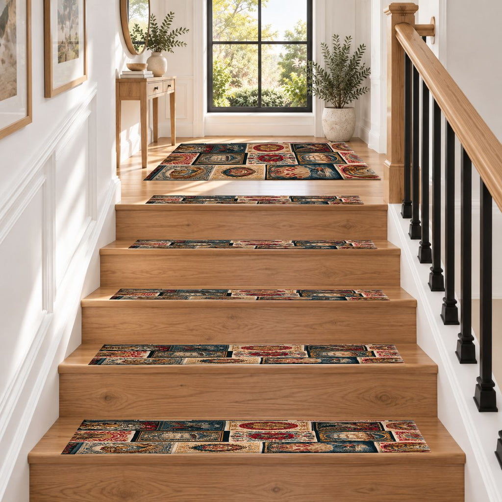 Vintage Ships and Postage Stamps non-slip stair mat