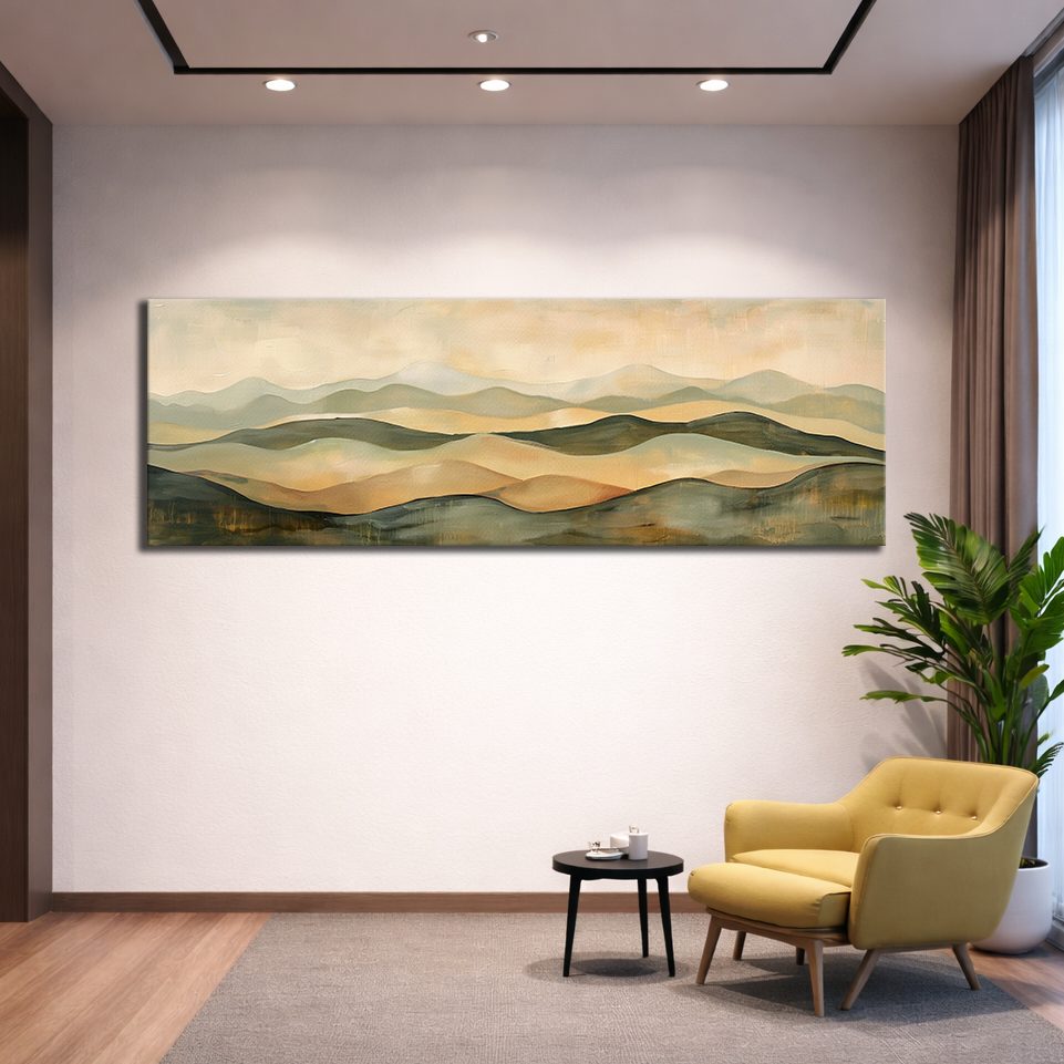 Sage and Beige Rolling Hills canvas wall art, unframed canvas
