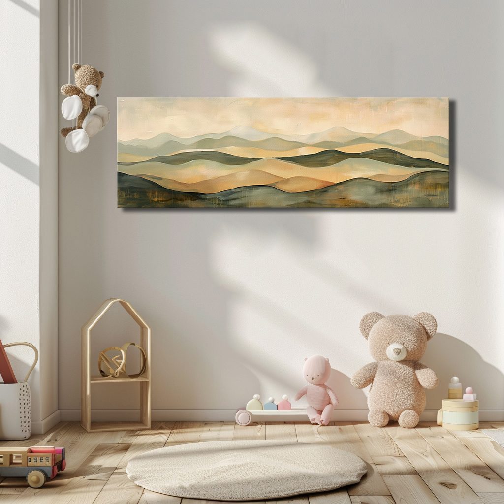 Sage and Beige Rolling Hills canvas wall art, unframed canvas