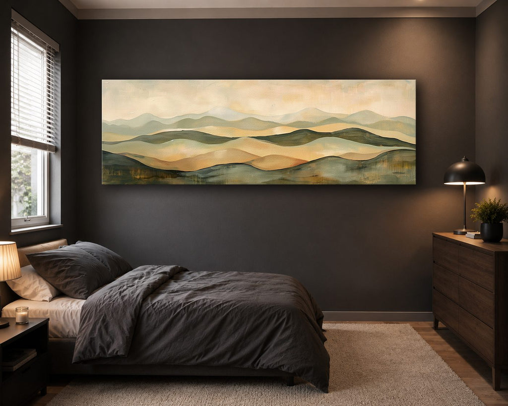 Sage and Beige Rolling Hills canvas wall art, unframed canvas