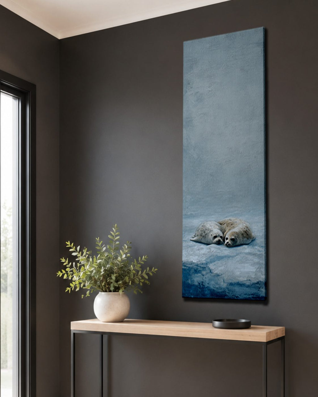 Seal Pups on Ice canvas wall art, unframed canvas