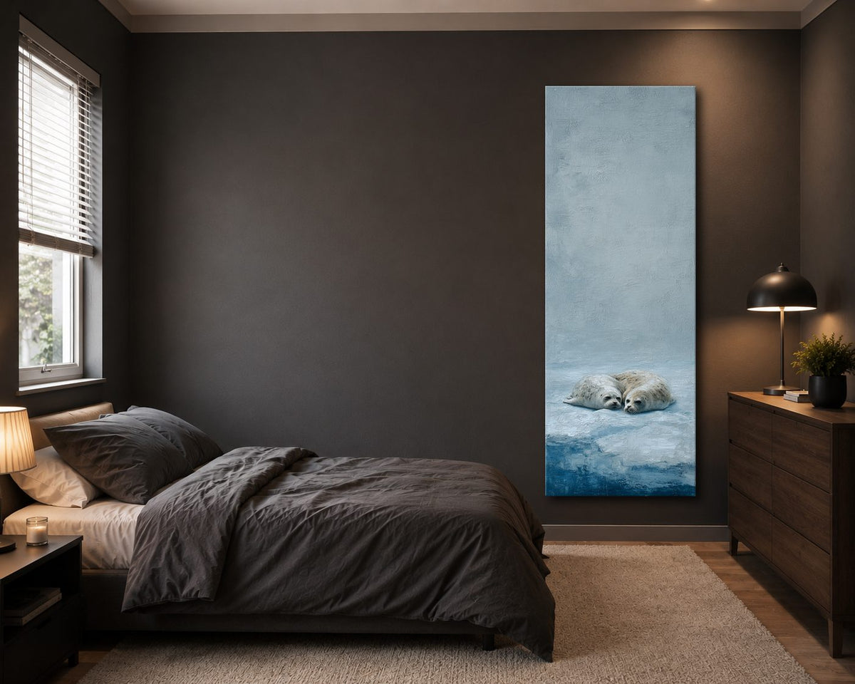 Seal Pups on Ice canvas wall art, unframed canvas