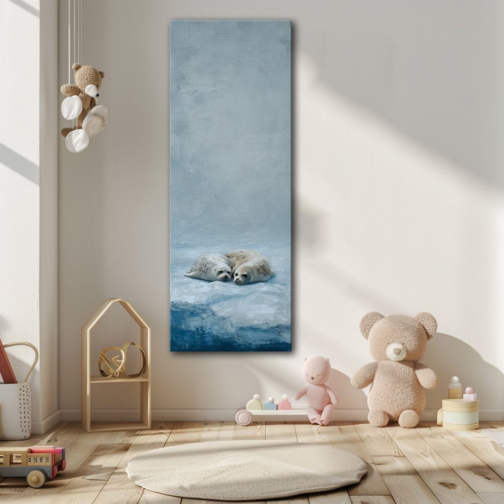 Seal Pups on Ice canvas wall art, unframed canvas