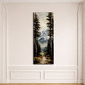 Snowy Mountain Pine Forest Path canvas wall art, unframed canvas