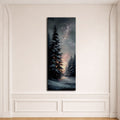Snowy Pine Under Starry Sky canvas wall art, unframed canvas