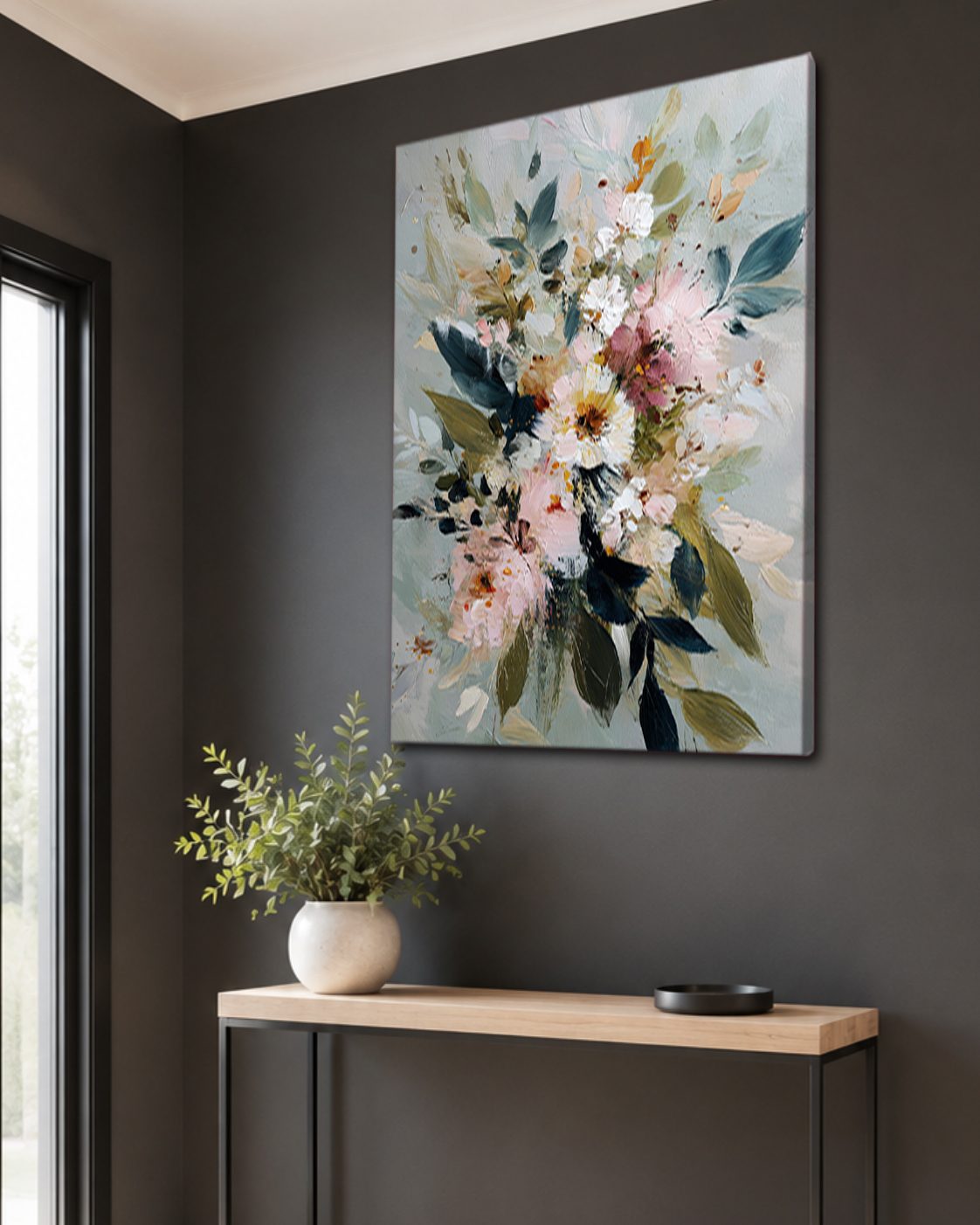 Soft Watercolor Floral Bouquet canvas wall art, unframed canvas