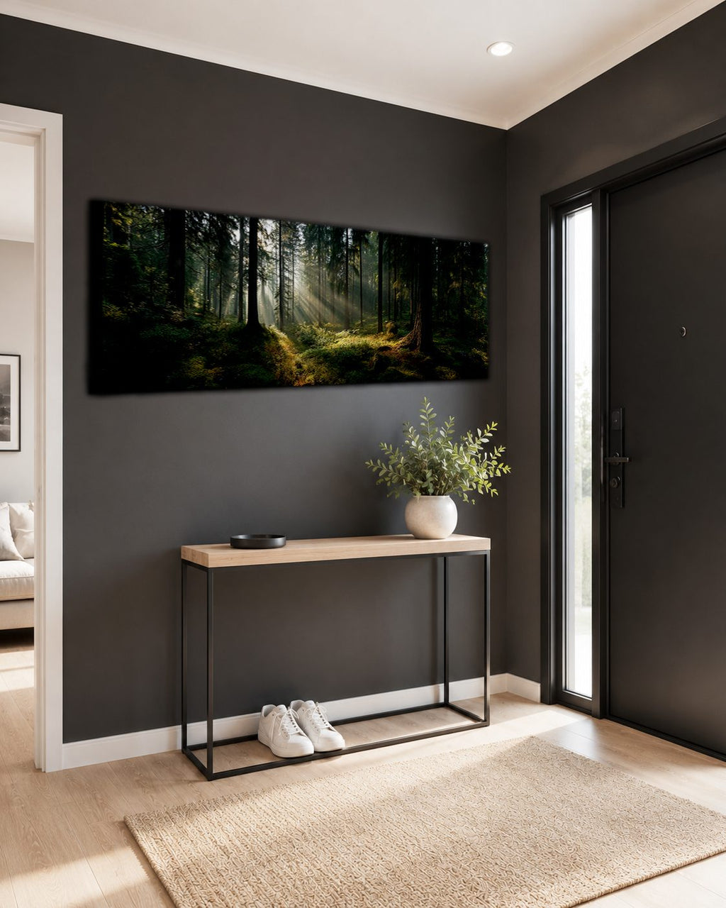 Sunlit Pine Forest Floor canvas wall art, unframed canvas