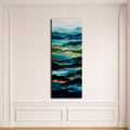 Teal and Gold Abstract Waves canvas wall art, unframed canvas