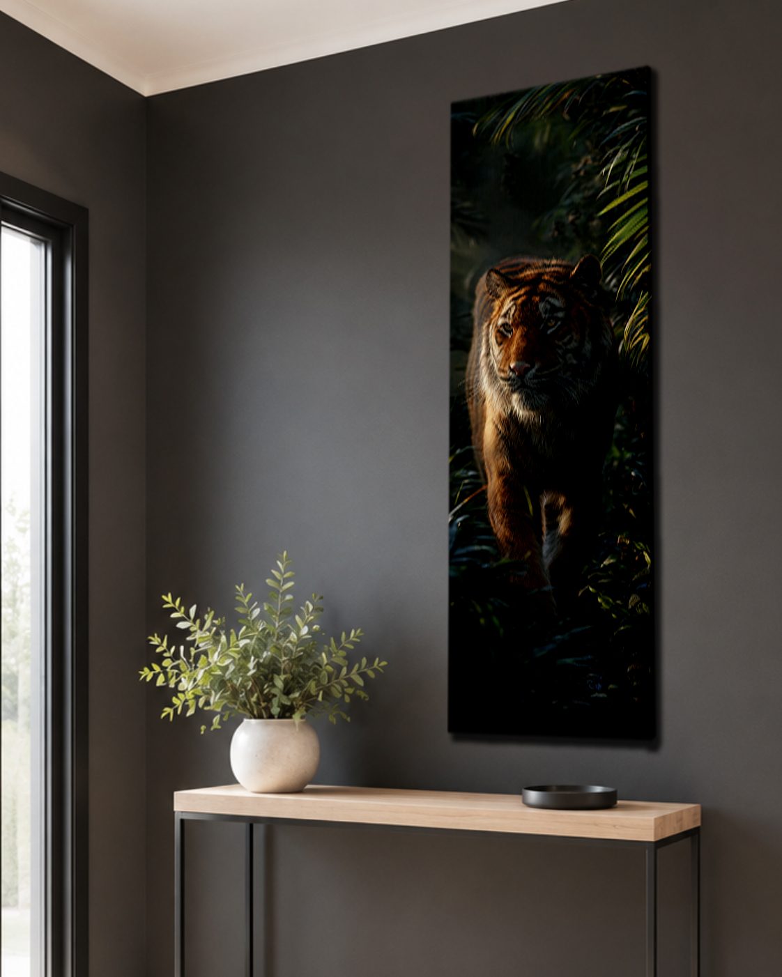 Tiger in the Dark Jungle canvas wall art, unframed canvas