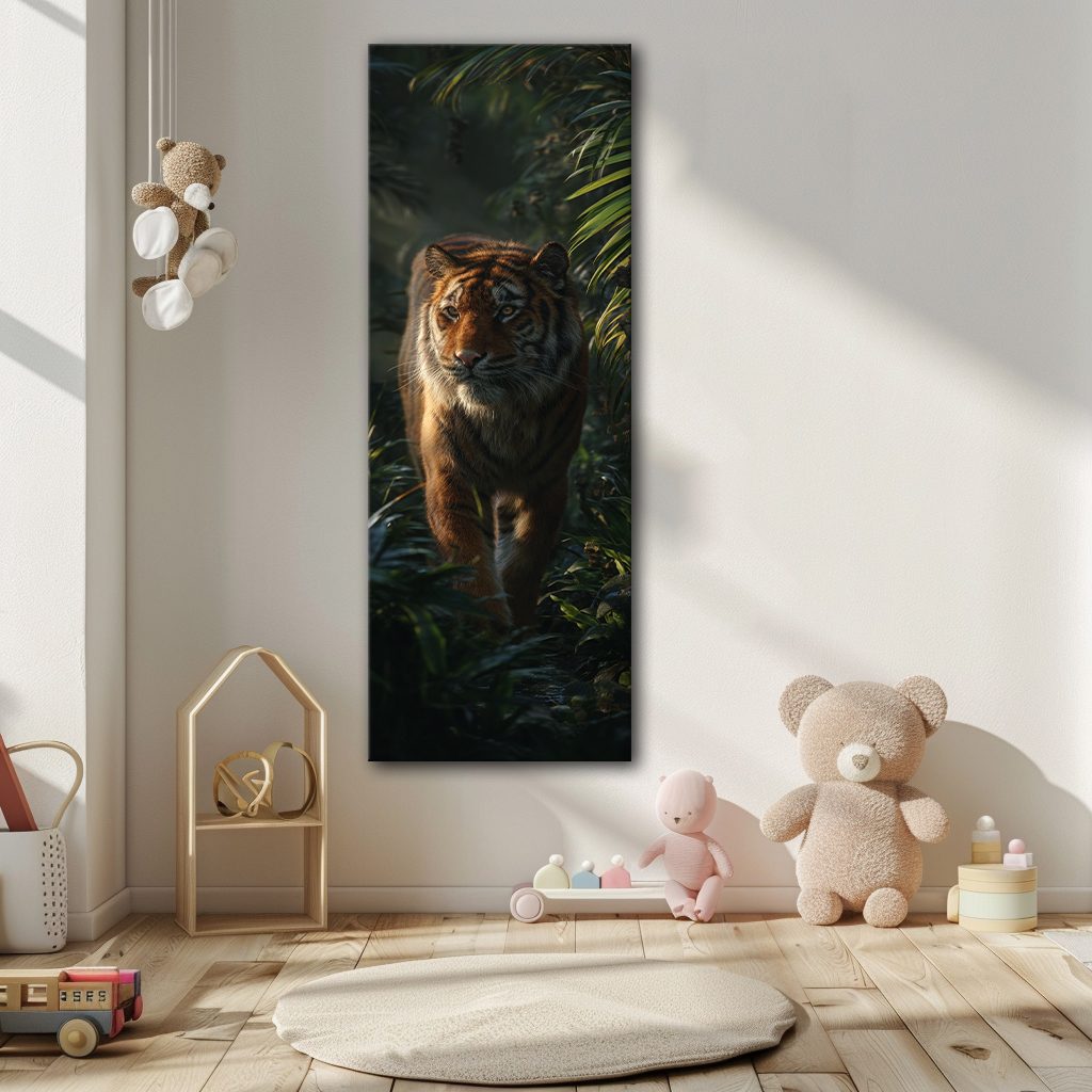 Tiger in the Dark Jungle canvas wall art, unframed canvas