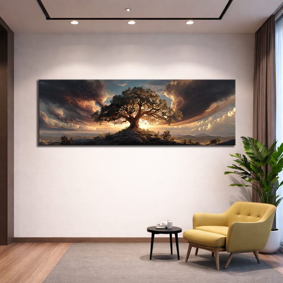 Tree of Life Dramatic Sunset canvas wall art, unframed canvas