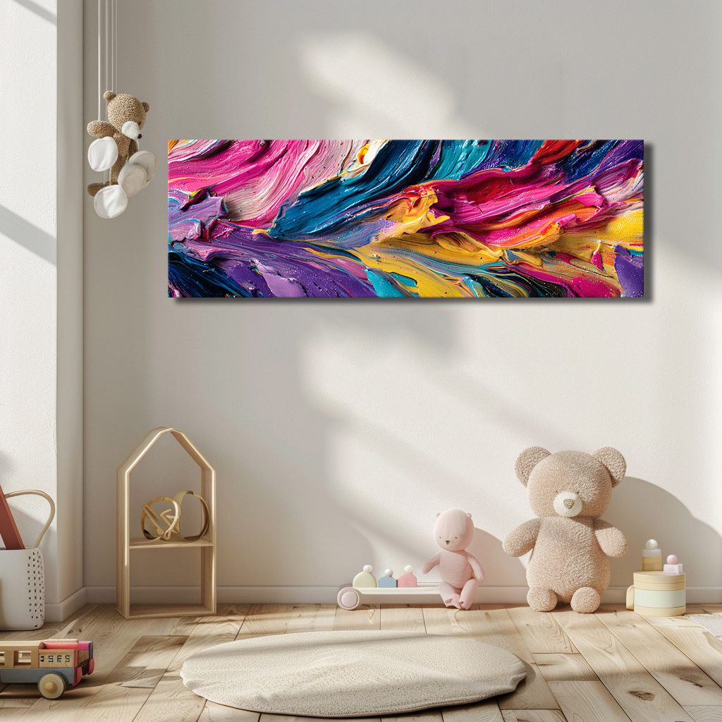 Vibrant Pink and Blue Impasto Abstract canvas wall art, unframed canvas