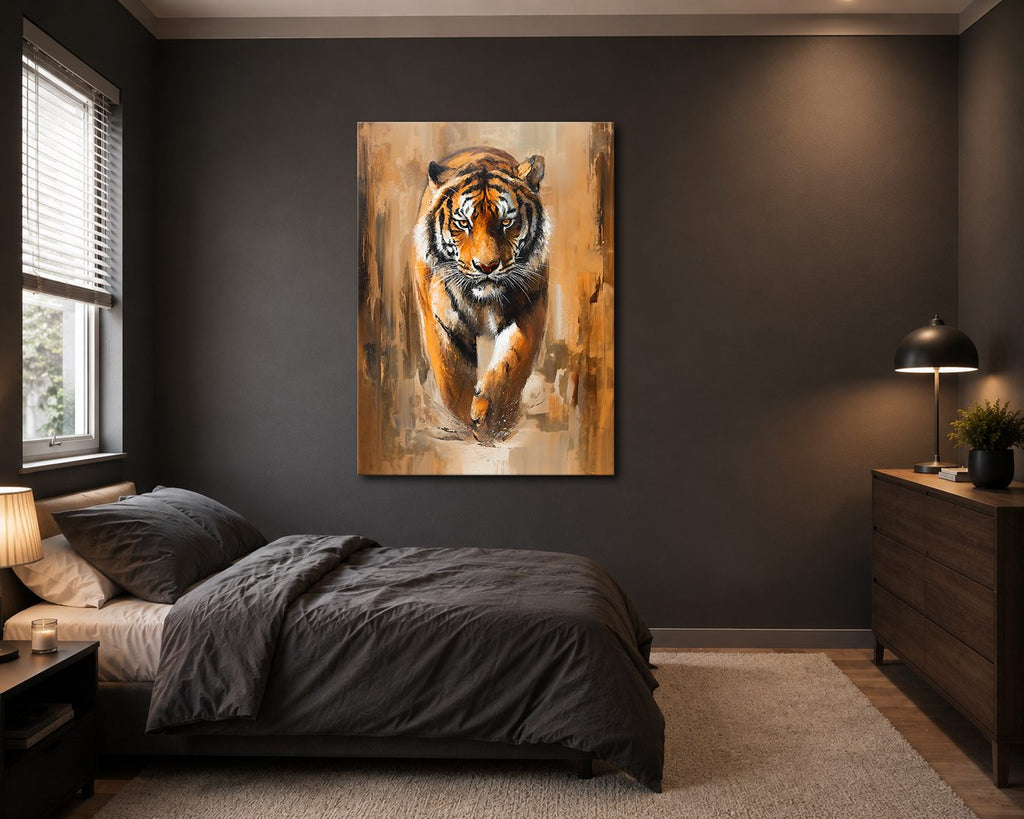 Walking Tiger Painting canvas wall art, unframed canvas