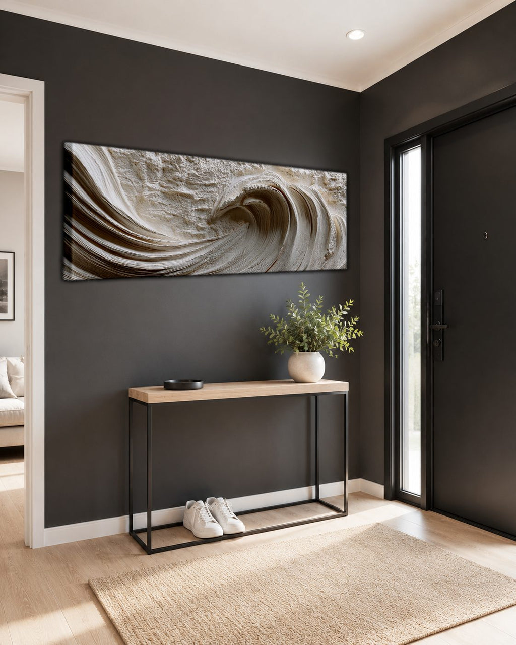 White Textured Ocean Wave Relief canvas wall art, unframed canvas
