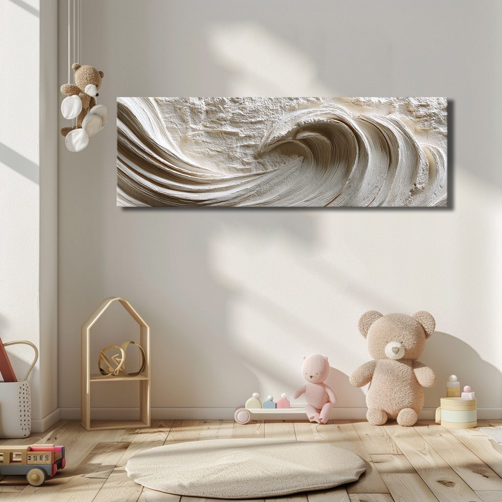 White Textured Ocean Wave Relief canvas wall art, unframed canvas