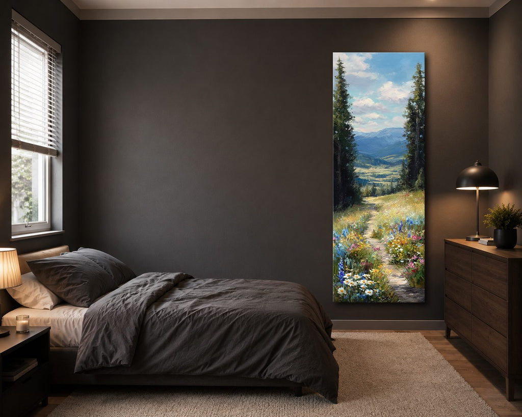 Wildflower Meadow Mountain View canvas wall art, unframed canvas
