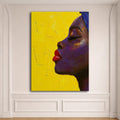 Woman Profile on Yellow canvas wall art, unframed canvas